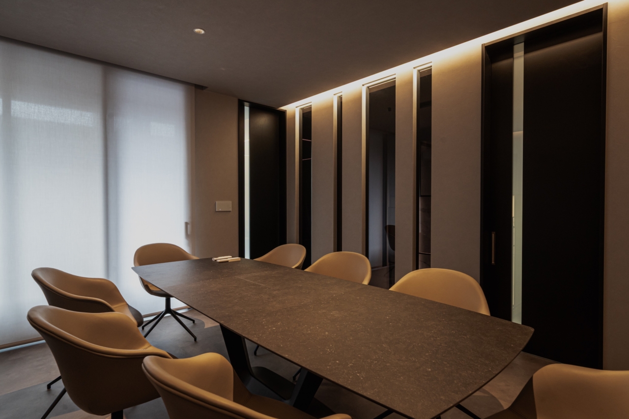 吹抜のフィルム貼りFIXガラス