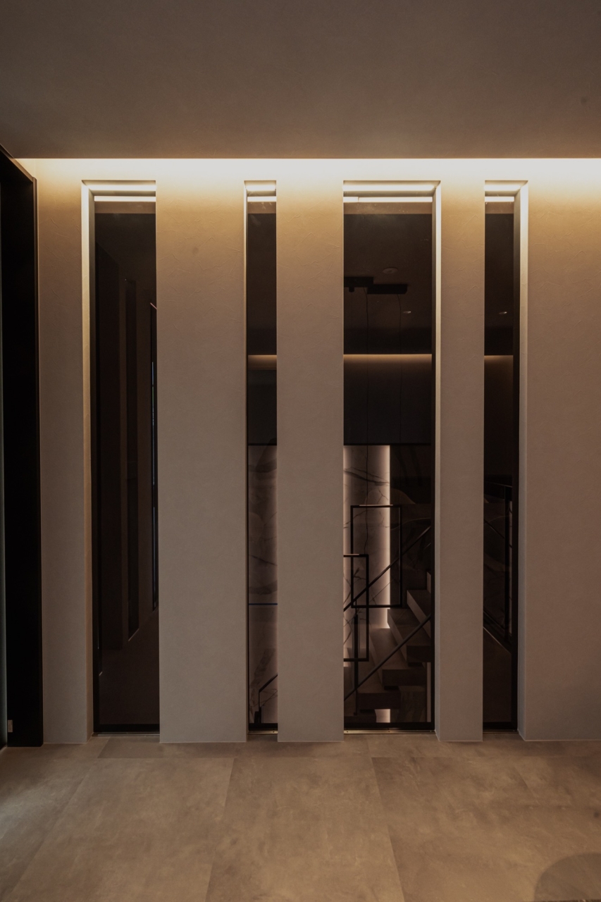 吹抜のフィルム貼りFIXガラス